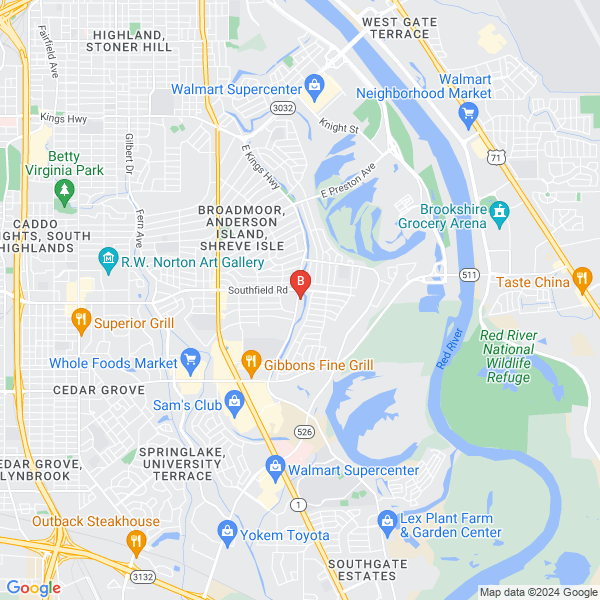 Broadmoor Chiropractic Clinic location map: 5805 E Kings Hwy, Shreveport, LA